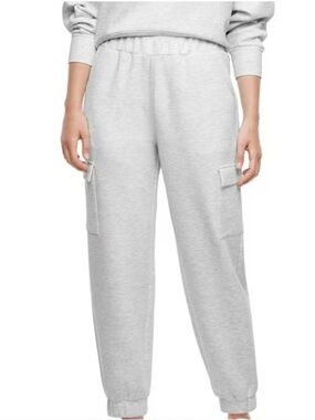 Express Cargo Light Grey High Rise Elastic Waist Joggers size XL